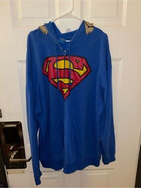 DC Comics Superman Blue Zip Hoodie Sweatshirt - Size 2X